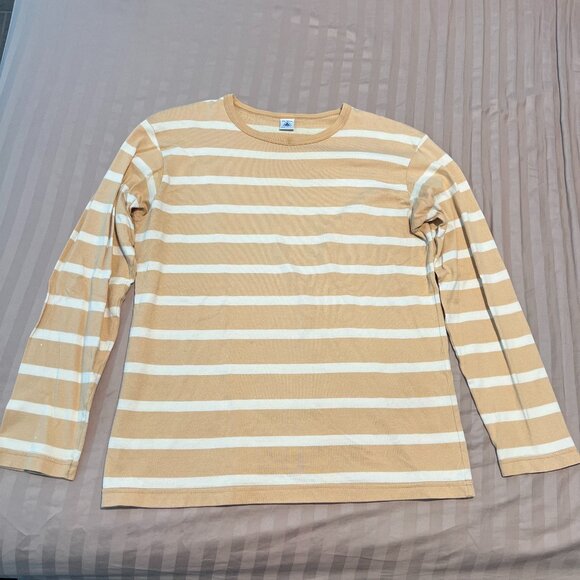 Petit Bateau Other - Vintage Petit Bateau Beige with White Stripes Long Sleeve Shirt Made in France